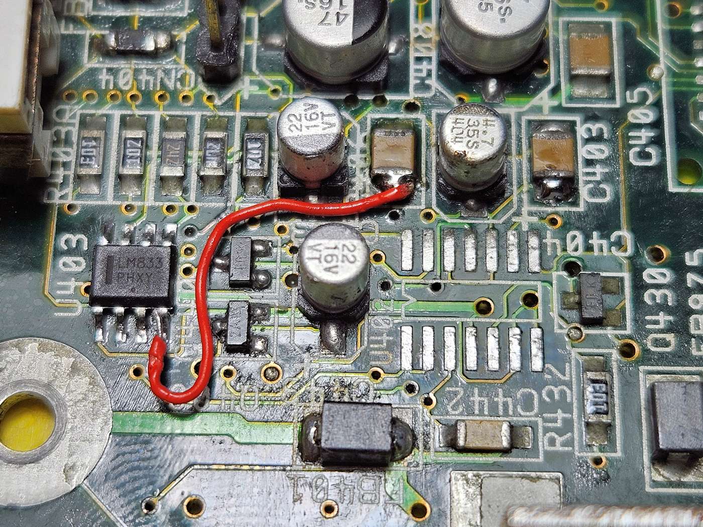 Ponticello e IC LF347 dissaldato