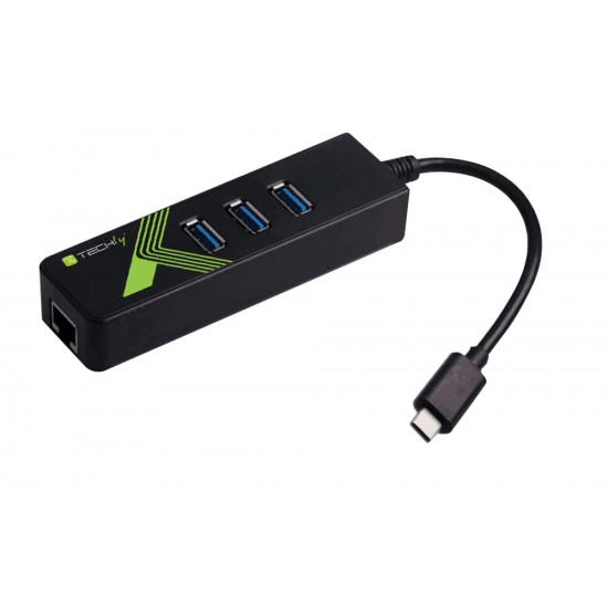 Adattatore Convertitore da USB-C™ a Ethernet Gigabit con Hub USB a 3 porte USB-A 3.0 Adattatore Convertitore da USB-C™ a Ethernet Gigabit con Hub USB a 3 porte USB-A 3.0