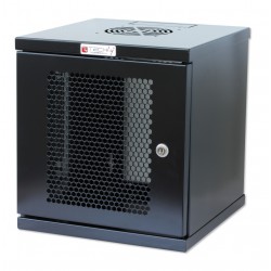 Wall-mounted 10 inch rack cabinet for 6 units with grille door Black