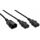 Split Power Cable 2 C13 F to 1 C14 M 1.8 m Black