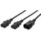 Split Power Cable 2 C13 F to 1 C14 M 1.8 m Black