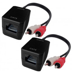 Stereo Audio Extender on RJ45 Category 5 cable and input with 2xRCA
