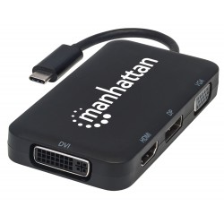 4-in-1 USB-C™ 4-in-1 multifunction adapter to DP/HDMI/DVI/VGA Black