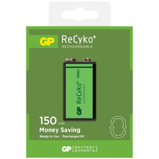 9V and 150mah GP Recyko rechargeable battery