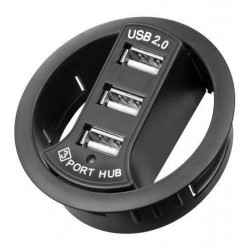 Hub USB 2.0 a 3 porte In-Desk per bocchetta passacavo da 6 cm di diametro Hub USB 2.0 a 3 porte In-Desk per bocchetta passacavo da 6 cm di diametro