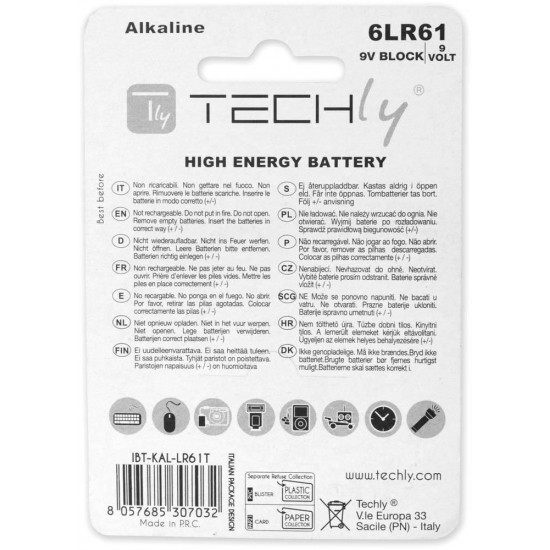 Batteria High Power Alcalina 6LR61 da 9 Volt