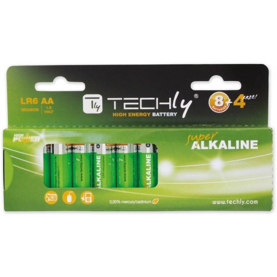 12 Batterie High Power Stilo AA Alcaline LR06 1,5 Volt