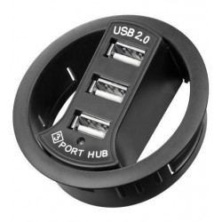 USB 2.0 Hub with 3 In-Desk ports for 6 cm diameter conduit nozzle