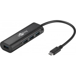 Hub da USB-C™ SuperSpeed a 4 Porte USB3.0 A Femmina Nero Hub da USB-C™ SuperSpeed a 4 Porte USB3.0 A Femmina Nero