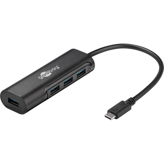USB-C™ SuperSpeed to 4 Port USB3.0 A Female Hub Black
