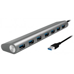 7 port SuperSpeed USB 3.0 Hub in Aluminium Silver