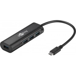 USB-C™ SuperSpeed to 4 Port USB3.0 A Female Hub Black