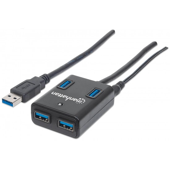 4-Port USB 3.0 Hub with 5V 3A Power Supply Black