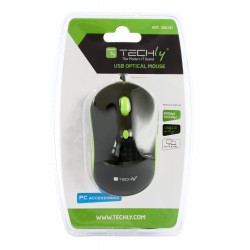 USB Optical Mouse with resolution adjustable from 800 to 1600 dpi Black/Green
