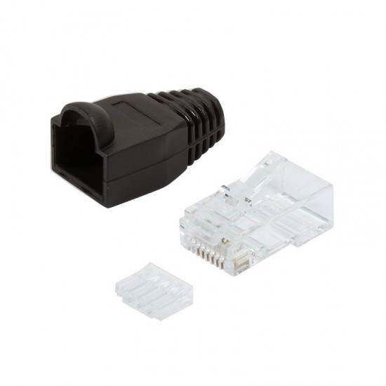 Category 6 RJ45 Plug and Connector Cover for Unshielded Cable, 100pcs Black Category 6 RJ45 Plug and Connector Cover for Unshielded Cable, 100pcs Black