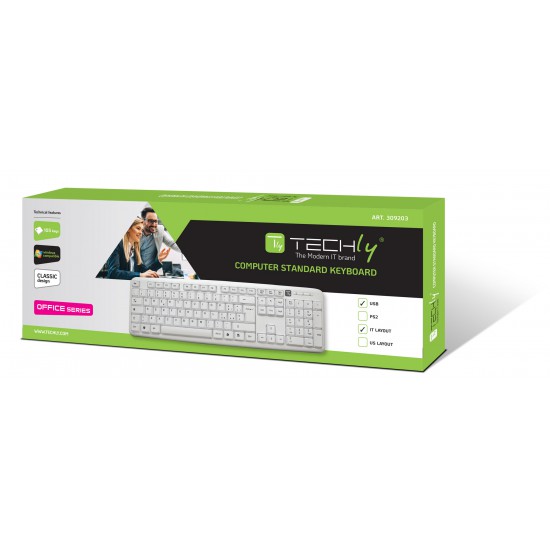 Tastiera 105 tasti USB Standard bianca Tastiera 105 tasti USB Standard bianca