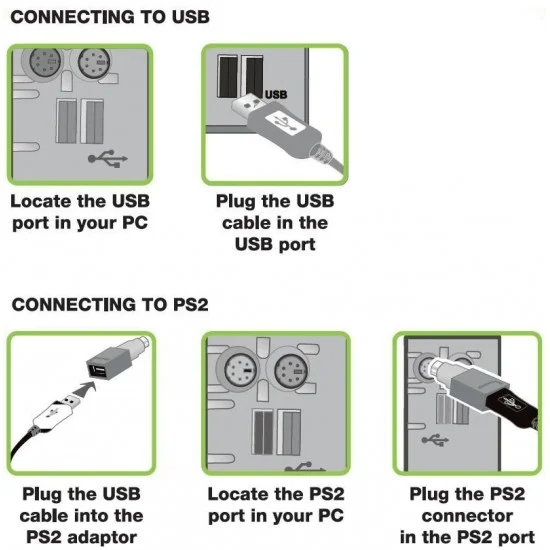 V7 Set Tastiera E Mouse Cablati USB Con Adattatore PS2, Layout Italiano, Professionale
