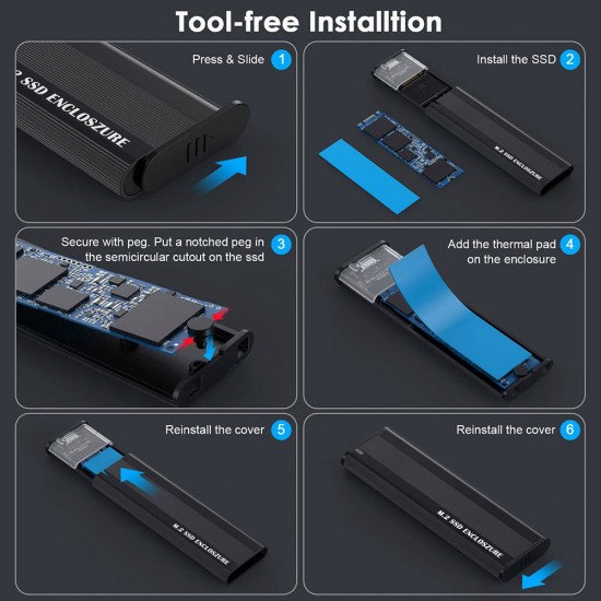 Custodia per dischi fissi SSD M2 da 10Gbps NVME e SATA Dual Protocol M.2 a USB