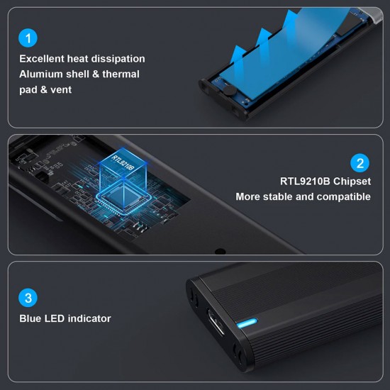 Custodia per dischi fissi SSD M2 da 10Gbps NVME e SATA Dual Protocol M.2 a USB