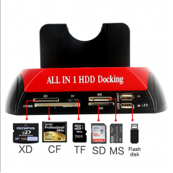 Docking Station per HardDisk SATA con card reader e hub USB 2 Docking Station per HardDisk SATA con card reader e hub USB 2
