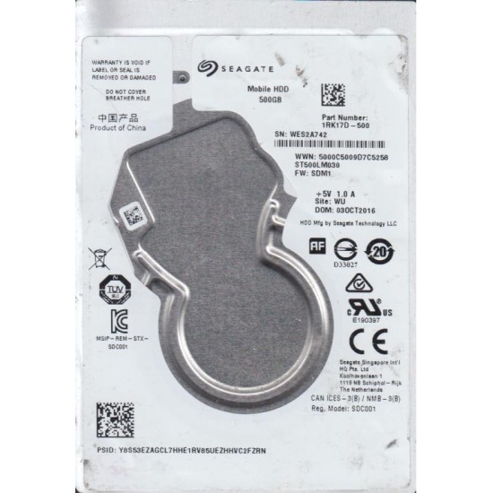 Hard Disk interno Seagate da 500GB SATA 2,5 Pollici ST500LM030 per notebook