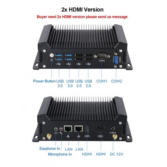 Mini PC industriale X58-2025 Fanless con CPU Intel WIFI 2 x LAN Gigabit 8 x USB 2 x RS232 Mini PC industriale X58-2025 Fanless con CPU Intel WIFI 2 x LAN Gigabit 8 x USB 2 x RS232