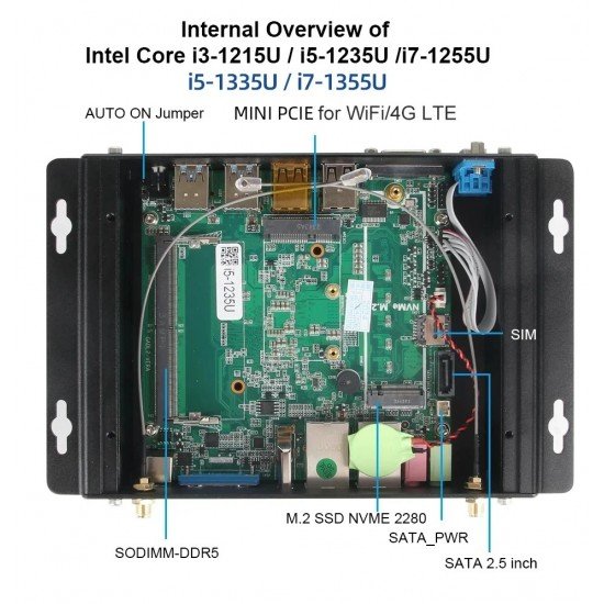 Mini PC industriale X58-2025 Fanless con CPU Intel WIFI 2 x LAN Gigabit 8 x USB 2 x RS232 Mini PC industriale X58-2025 Fanless con CPU Intel WIFI 2 x LAN Gigabit 8 x USB 2 x RS232