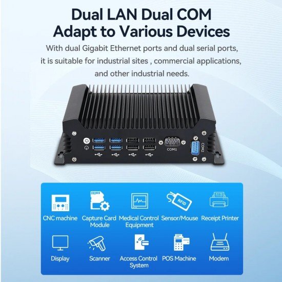 Mini PC industriale X58-2025 Fanless con CPU Intel WIFI 2 x LAN Gigabit 8 x USB 2 x RS232 Mini PC industriale X58-2025 Fanless con CPU Intel WIFI 2 x LAN Gigabit 8 x USB 2 x RS232