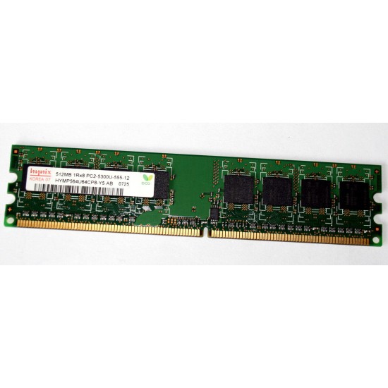 Modulo di memoria RAM da 512 MB DDR2 240 pin 1Rx8 PC2-5300U non ECC Hynix HYMP564U64CP8-Y5 AB