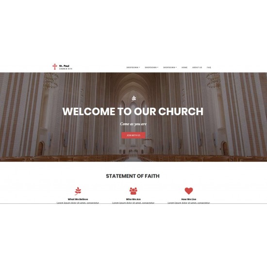 Realization Web Site Landing Page with advanced responsiveness and graphic theme optimized for themes in the area of Religious Spiritual Cultural etc..