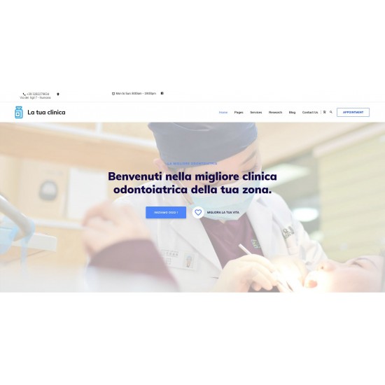 Website Landing Page realization with advanced responsiveness and graphic theme optimized for odotoiatric clinics and medical studies analysis laboratories