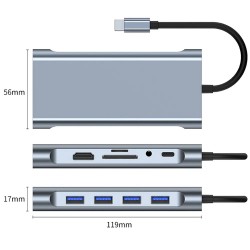 11-in-1 Multifunction USB Type-C HUB Docking Station for Tablets and Smartphones with HDMI, VGA, 4 x USB 3.0, Gigabit LAN, Card Reader, Audio etc.