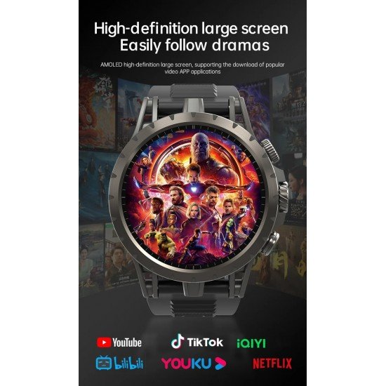 4G Smartwatch with Android 9.0 5MP Camera GPS WIFI Google Play Store Video Call 128GB Storage and 4GB RAM