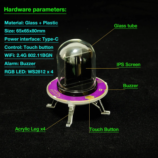 UFO-CLOCK Orologio multifunzionale con stazione meteorologica WIFI