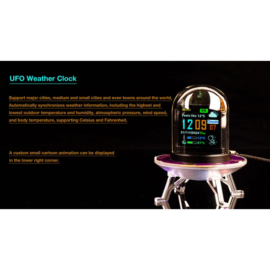 UFO-CLOCK Orologio multifunzionale con stazione meteorologica WIFI