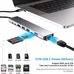 Docking Station 8-In-1 USB Type C Multiporta Adattatore con uscita video HDMI 4K Docking Station 8-In-1 USB Type C Multiporta Adattatore con uscita video HDMI 4K