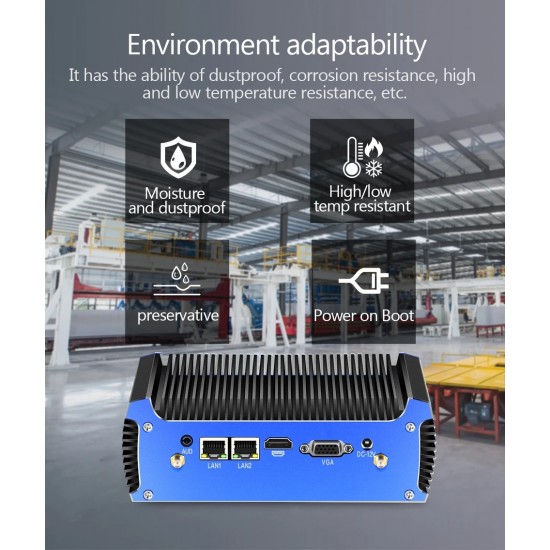 Fanless industrial mini PC with Intel CPU WIFI 2 x Gigabit LAN