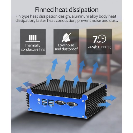 Fanless industrial mini PC with Intel CPU WIFI 2 x Gigabit LAN