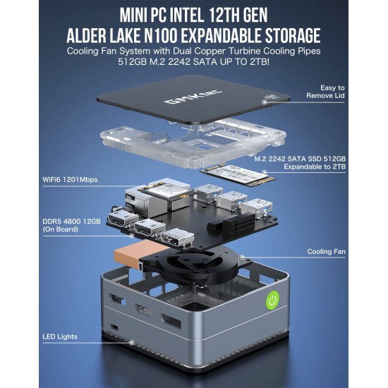 GMKtec G2 Mini PC Windows 11 Pro CPU Alder Lake N100 con 12GB DDR5 e 512GB NVMe GMKtec G2 Mini PC Windows 11 Pro CPU Alder Lake N100 con 12GB DDR5 e 512GB NVMe