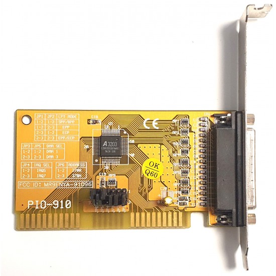 Vintage PIO-910 8-bit ISA Parallel Controller Board