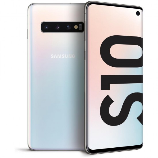 Telefono Cellulare Samsug Galaxy S10 128GB Prism White 4G / LTE Dual Sim Display 6.1" QHD+ Slot Micro SD Fotocamera 12 Mpx Android Italia
