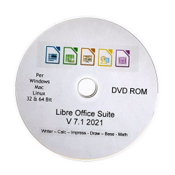 LibreOffice Suite versione 7.1 2021 su DVD per Windows Mac e Linux 32 e 64 bit